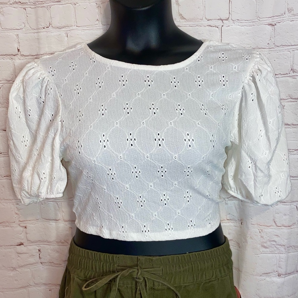 White Back Tie Blouse